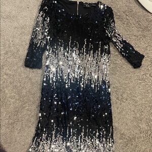 Elegant Black and Silver Sequin Dress